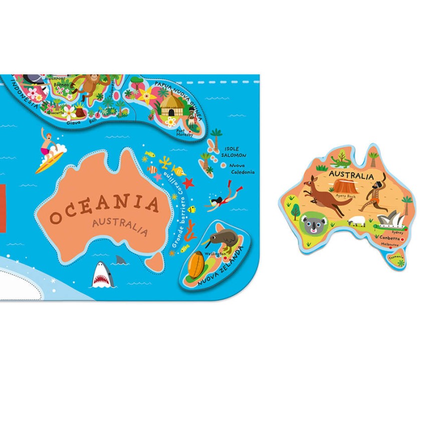 Puzzle Magnetico del Mondo Vesione Francese 92 pezzi (legno) - Solo in francese : Giochi didattici magnetici - J05500 - Giochi didattici magnetici