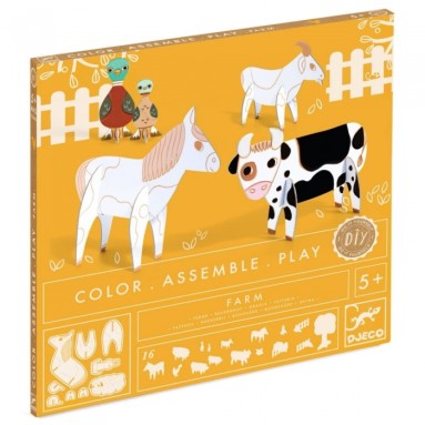 Colora, assembla e gioca - animali della fattoria