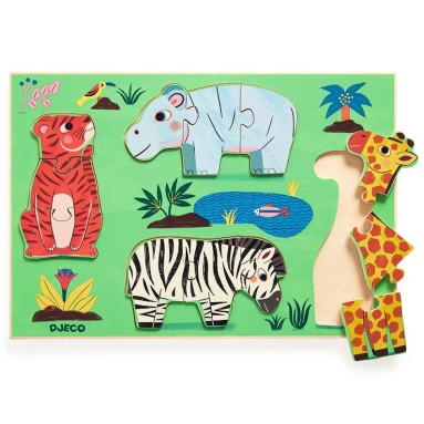 Primo Puzzle in legno. Animali selvatici