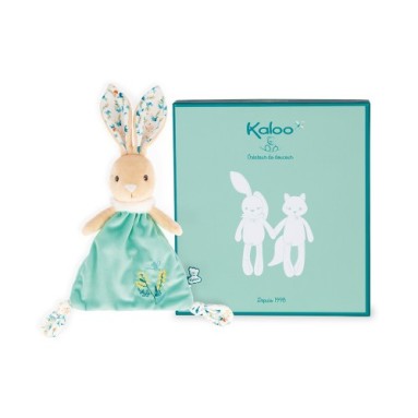 Doudou triangolare verde: coniglio